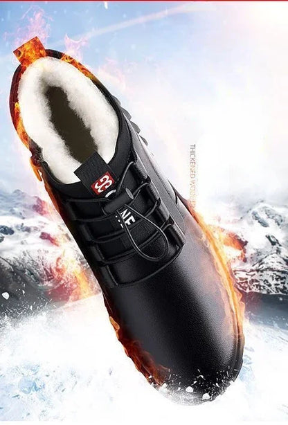 Sapatos Masculinos de Couro de Inverno Nova Moda Pelúcia Quente Confortável Antiderrapante Sapatos de Algodão de Negócios Botas de Neve Casuais ao Ar Livre Férias