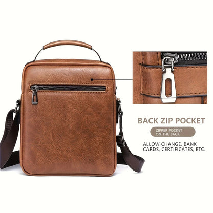 Men's Crossbody Bags Business Flap Male Solid Messenger Bag Travel Bag Brand Men Shoulder Bag for 9.7" iPad Men PU Leather Flaps