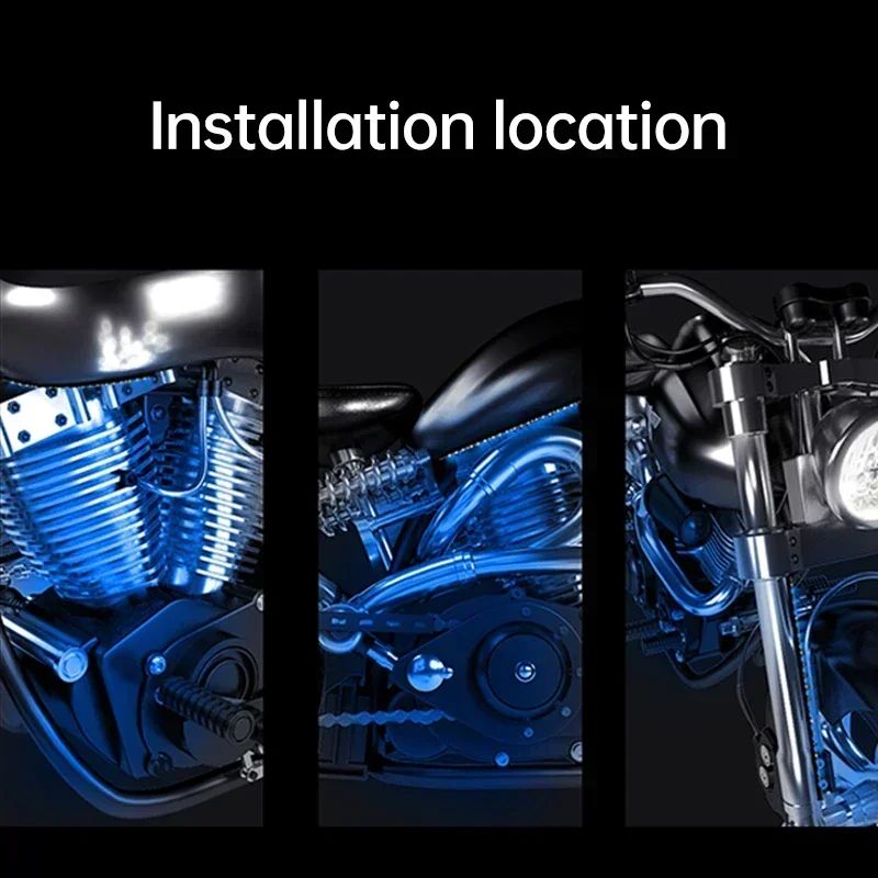 Barra de Luz Decorativa para Moto 12V com Controle Flexível e à Prova D'água, 12 LEDs RGB, Controle por Aplicativo, Luz Ambiente para Carro e Moto