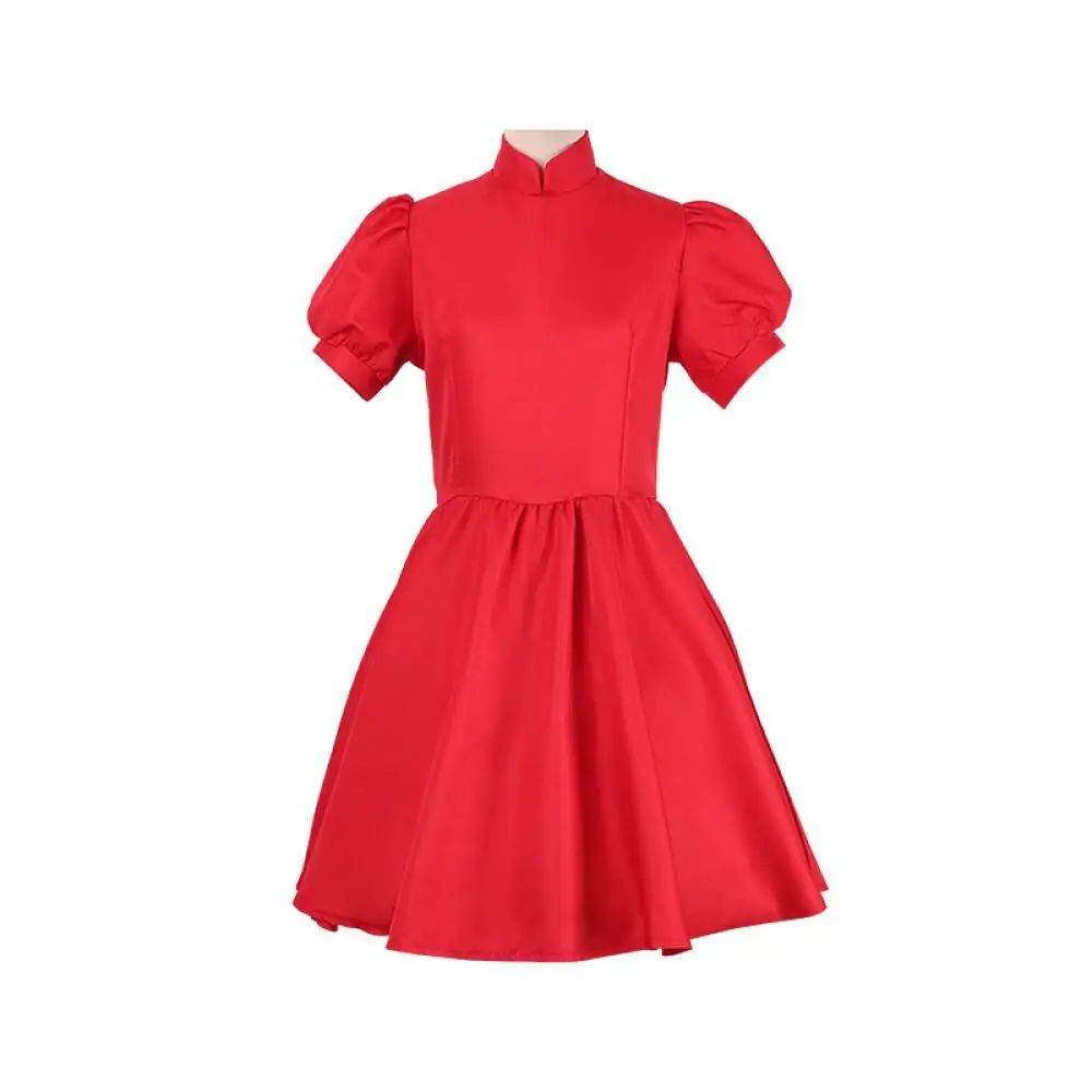 On The Cliff Red Dress Anime Ponyo Cosplay Costume Halloween Lolita Cos Uniforms for Adult Kid Party Roleplay Carnival Clothing