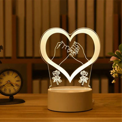 USB Operated 3D Acrylic LED Night Light Festival Birthday Kids Gifts Bedroom Bedside Decor Night Lamp Home Novelty Lighting
