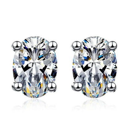 Girl Friend Birthday Gift 18K White Gold 0.5/1/2CT Oval Moissanite Diamond Earplug Earrings PT950 Platinum Women Valentine's Day