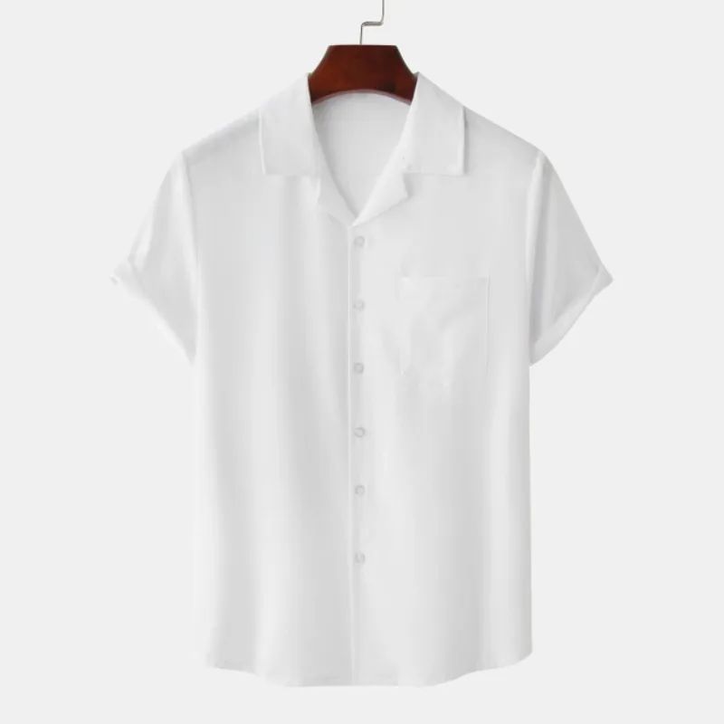 Solid Color Hawaiian Beach men's short-sleeved Tops Comfortable Casual Lapel men's Shirts Summer New men's short-sleeved Shirts