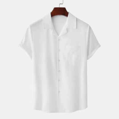 Solid Color Hawaiian Beach men's short-sleeved Tops Comfortable Casual Lapel men's Shirts Summer New men's short-sleeved Shirts