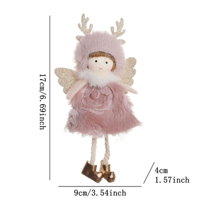 Christmas plush antlers angel girl pendant Christmas tree pendant creative doll pendant gift
