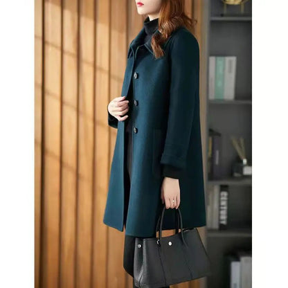Fashionable Age-Reducing Double-Sided Woolen Coat Medium-Length 2024 Spring New Loose-Fit Slimming Woolen Jacket For Women