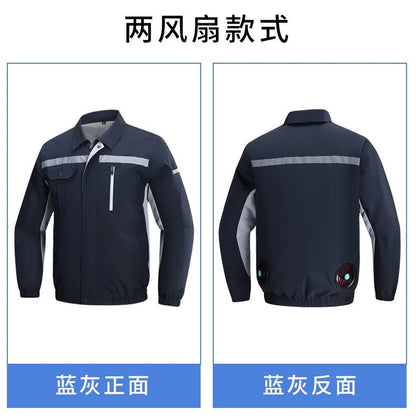 Summer Cooling Jacket Men's Hooded Fan Jacket Heat Resistant Fan Air Conditioner Clothes Breathable Outdoor Fishing Fan Workwear