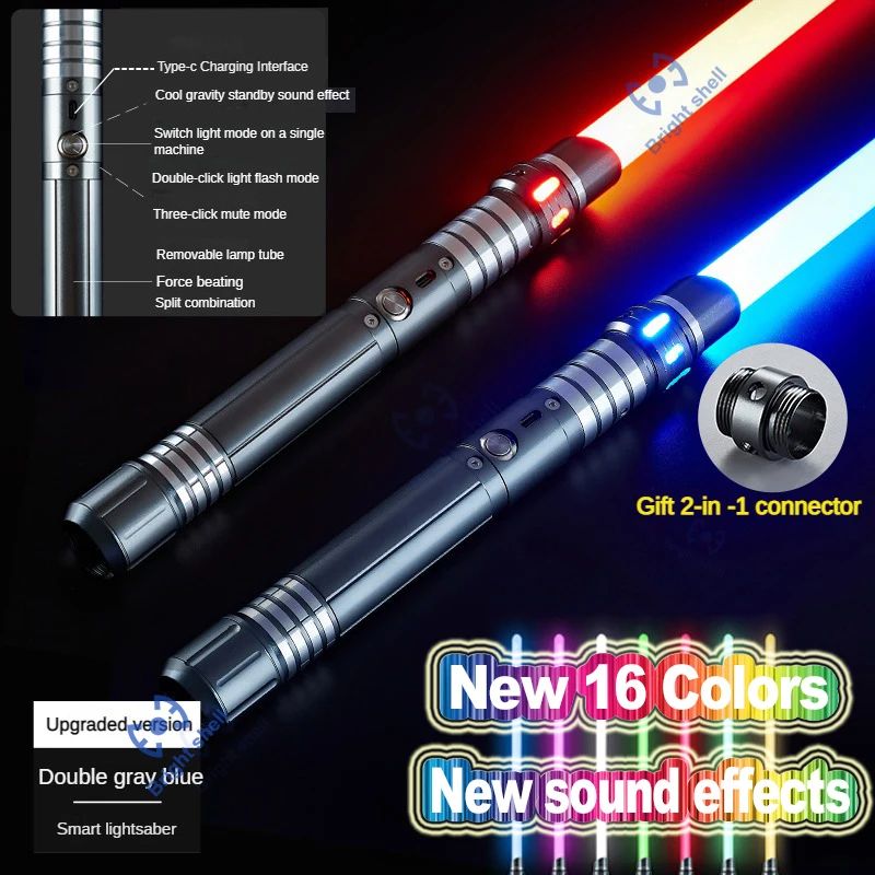 Metal Lightsaber Sword Toys RGB Light Saber 15Color Change Kids Soundfonts Force FX FOC Blaster Toys Jedi Sword Gift