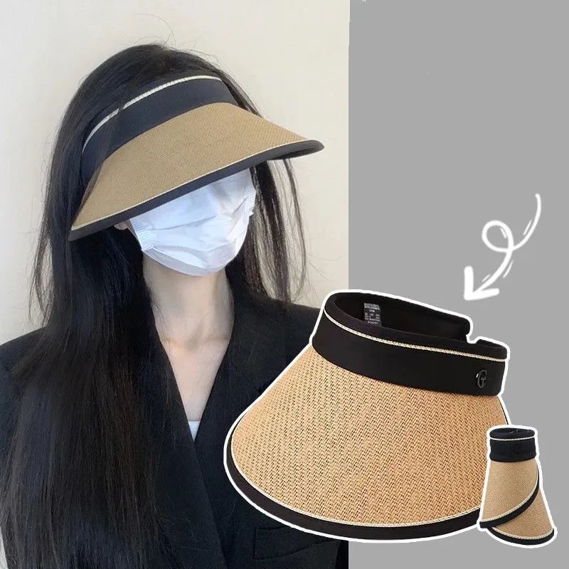 upf50+ Sunblock Sunshade New outdoor sun hat UV protection foreign air straw empty top hat