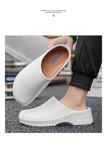 Kitchen Non-slip Oil-resistant Chef‘s Shoes Men's Waterproof Casual Flat Shoes Women's Slippers Couple Plus Size EVA Shoes