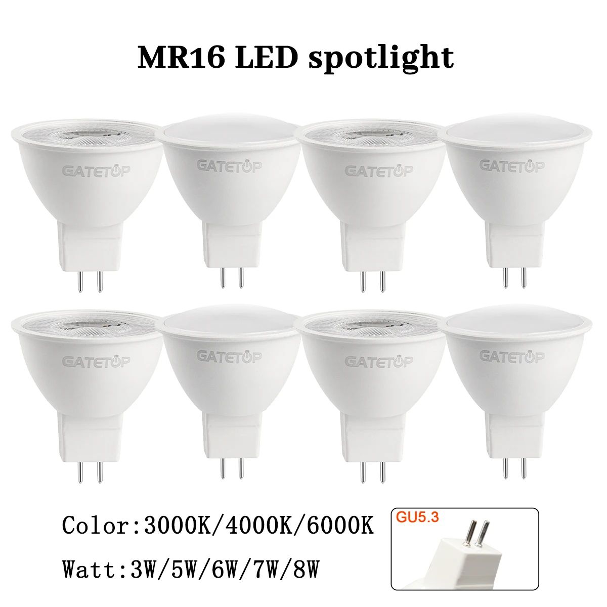 10PCS MR16 LED Spotlight Bulb GU5.3 Lampada AC 110V 220V 12V Bulbs Spot Light Replace The 50W Halogen Lamp Home Direction
