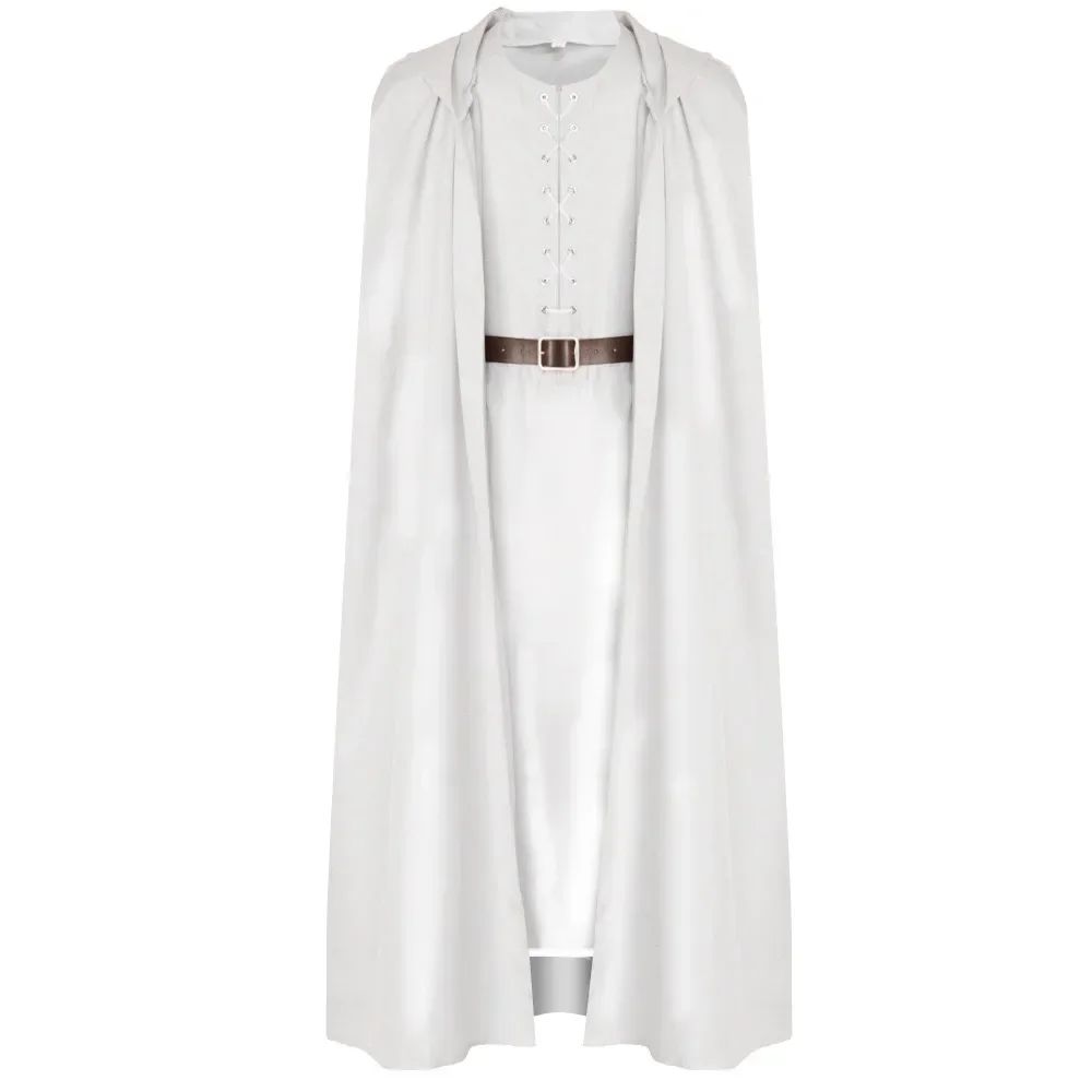 Movie Gandalf Cosplay Costume White Rings Robe Cape Men Fantasia Halloween Carnival Suit