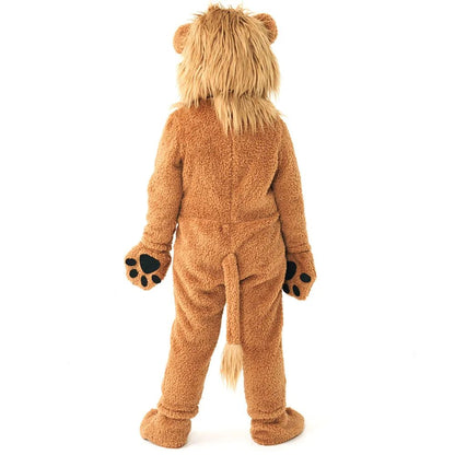 2?12Y Boys Girls Lion Animal Cosplay Costume, Deluxe Full Set Fleece Outfit for Halloween Purim Themed Party Fancy Jumpsuit