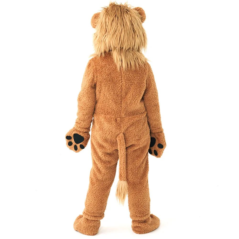 2?12Y Boys Girls Lion Animal Cosplay Costume, Deluxe Full Set Fleece Outfit for Halloween Purim Themed Party Fancy Jumpsuit