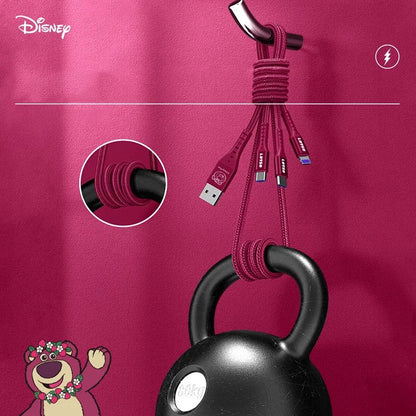 Cabo de Carregamento 3 em 1 Disney Cabo de Dados de Carregamento Rápido Morango Ursinho Pooh Frozen para Micro Tipo-c Carregador USB Lightning