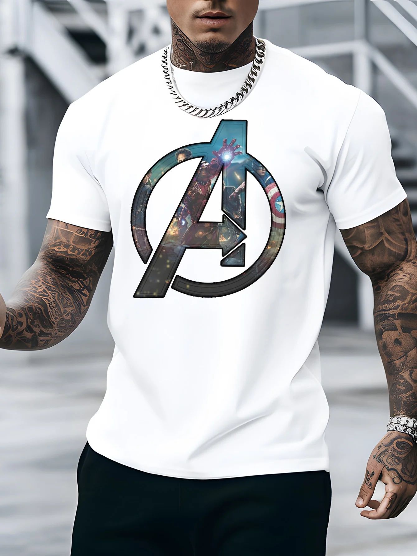 Marvel Tshirt Disney Graphic - Soft Cotton Blend Round Neck Short Sleeve Printed Letter Pattern Casual Summer Top for Men