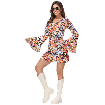 Men Women Retro 70s 80s Hippie Costume Disco Rock Hip-Hop for Cosplay Couples Purim Halloween Party Fantasia Dress Up