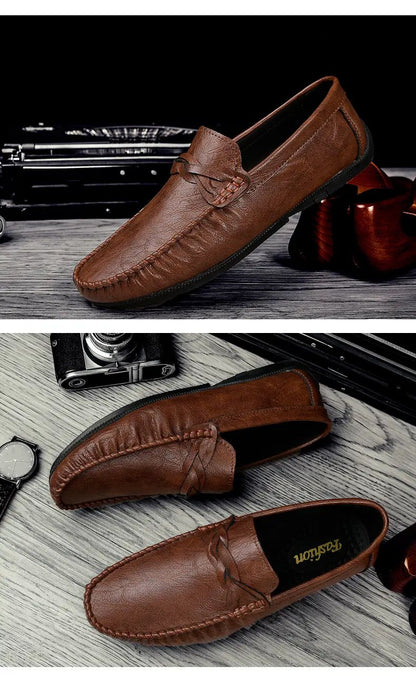 High Quality Leather Men Casual Shoes Comfortable Light Men Loafers Formal Men Dress Shoes Breathable Slip on Men Driving Shoes