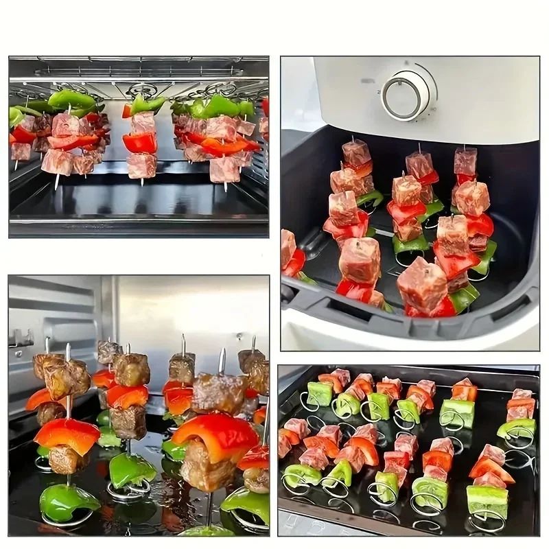 Barbecue Skewers Air Fryer Oven Vertical Baking Needle Reusable Food Grade Material 10PCS Multifunctional 304 Stainless Steel