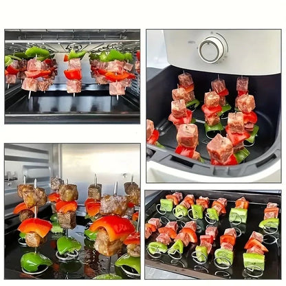 Barbecue Skewers Air Fryer Oven Vertical Baking Needle Reusable Food Grade Material 10PCS Multifunctional 304 Stainless Steel