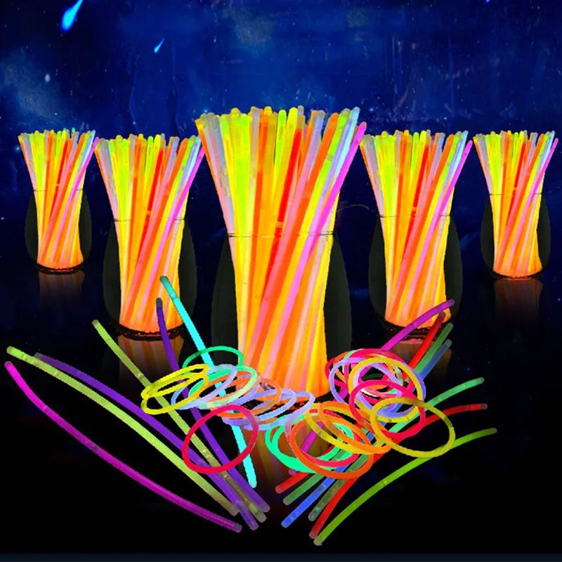 50/100Pcs Fluorescence Sticks Party Multicolor Glowing Stick Bright Colorful Light Bright Bendable Glow Bracelet Party Supplies