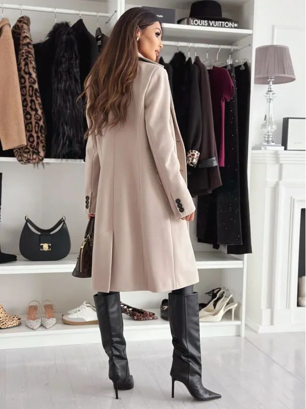 Hot Sale Of The Season Autumn Winter Simple Long Sleeve Solid Color Single Button Woolen Coat Women's Fashionable Elegant Outerw