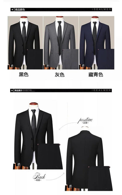 S-8XL (Blazer+ Pants) Men's Fashion Business Casual Outdoor Gentleman Trend Single Breasted Wedding Slim-fit British Style Suit
