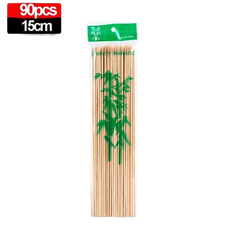 270/90PCS Disposable Food Sticks Bamboo Skewer Stick Wood Long Thick Rattan Sticks for Party Buffet Food Fruit Barbecue Tools