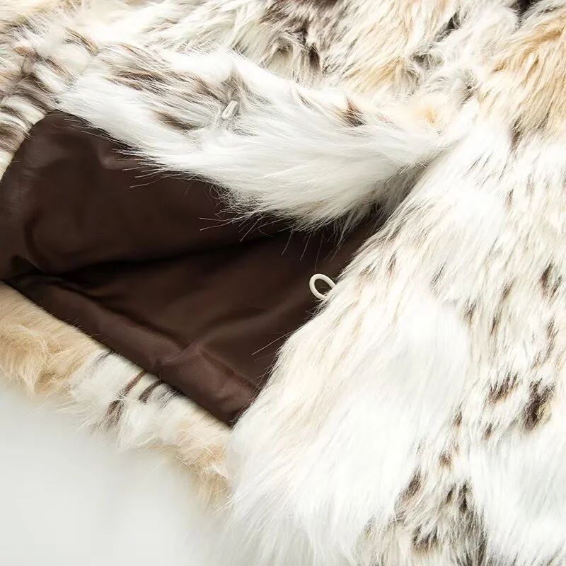 Animal Print Winter Women Artificial Fur Coat Street Style Fashion Elegant Lady Tops Jacket Casual Warm Clothing Streetwear