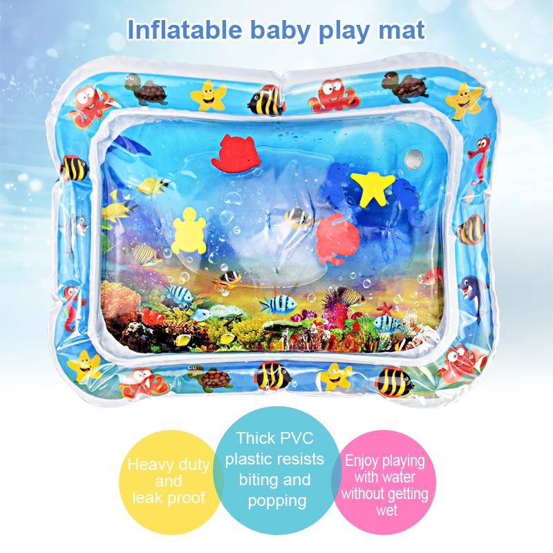 Almofada de Atividades Aquáticas Criativas para Bebês Tapete Inflável para Barriga para o Desenvolvimento Sensorial Brinquedos de Atividades Aquáticas para Bebês e Crianças Pequenas