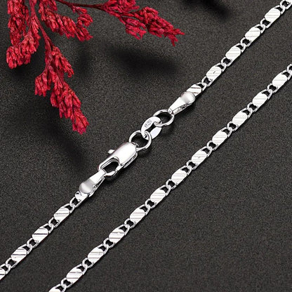 Men Women 2mm Flat Clavicle Chain Necklace S925 Sterling Silver Hypoallergenic Never Fade Multi Size 40-75cm Minimalist Fine Jewelry Gift Christmas Wedding Birthday Anniversary Wholesale