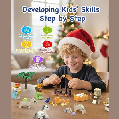 DIY Christmas Advent Calendar Gift Box Nativity Jesus Bricks Toys 24days Countdown Advent Calendars Christmas Home Decoration