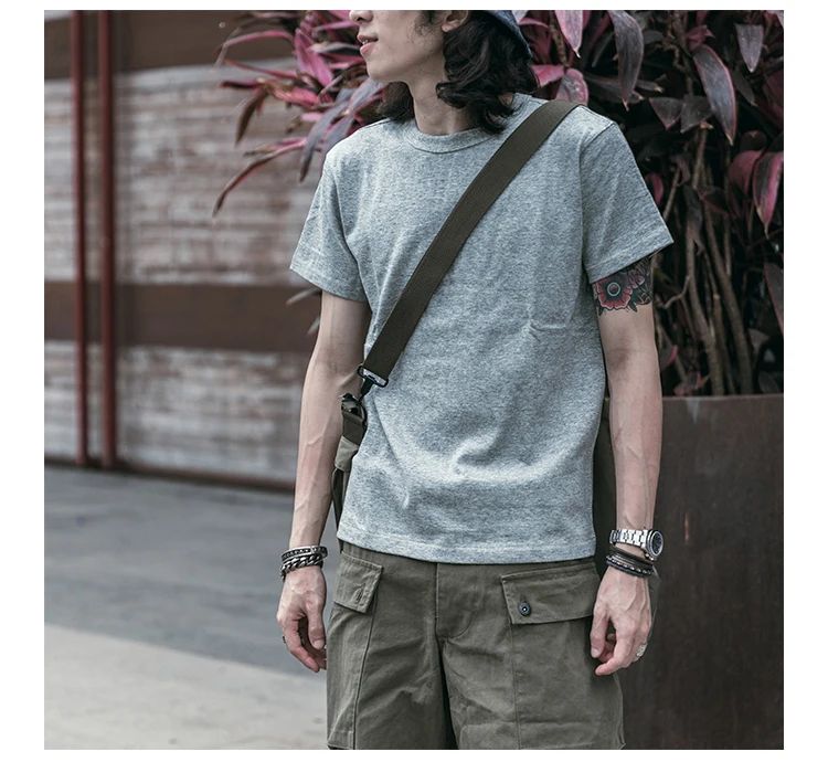 Bronson Heavyweight Seamless Tubular T-Shirt Summer Men's Plain Basic Tee Shirts
