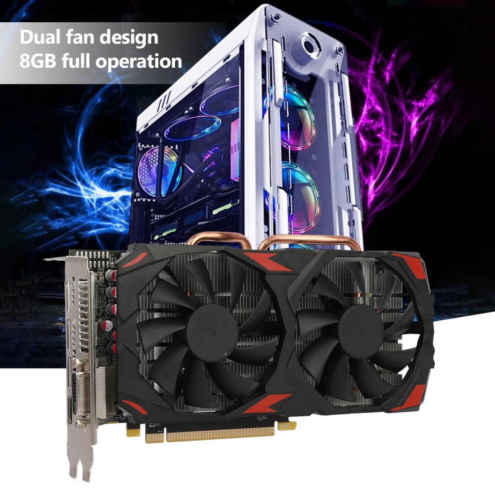 RX580 8G 256Bit Graphics Card GDDR5 Memory Video Gaming Card Dual Cooling Fan PCIE3 0x16 for Desktop Computer Card