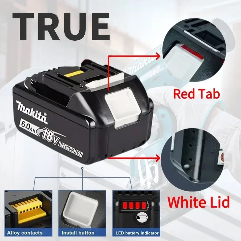 ?Bateria de Lítio de Substituição 100% Genuína 18V Makita 6Ah/5Ah para Makita BL1840 BL1830B BL1850B BL1850 BL1860 BL1815?