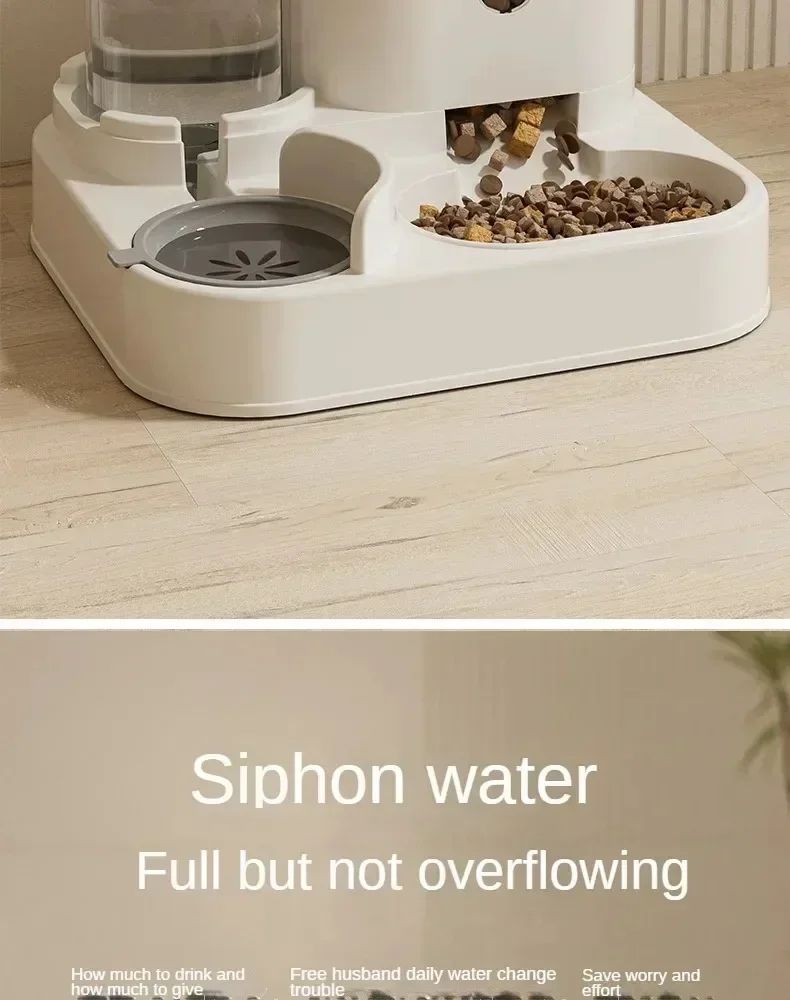Comedouro Automático para Cães Gatos com Bebedouro Grande Capacidade Armazenamento de Ração Dispensador de Comida Acessórios para Filhotes e Pets