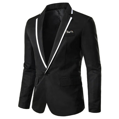 Cross-Border Color Block Single Suit 2024 Men's Casual Western-Style Long Sleeve Slimming Business Jacket Smooths Your Silhouett