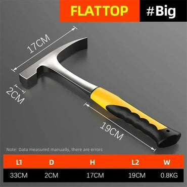 High Carbon Steel Professional Hand Tool Camping Geological Hammer Integrated Forging Claw Hammer Multifunctional Tools