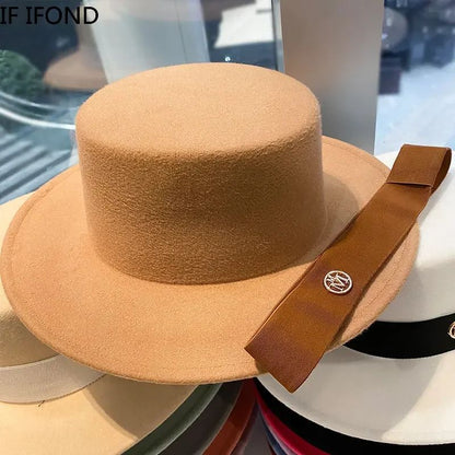 Women's Fedora Hat - Elegant Bowler Style with Ribbon Band, Panama Church Wedding Hat, Felt Jazz Cap for Men