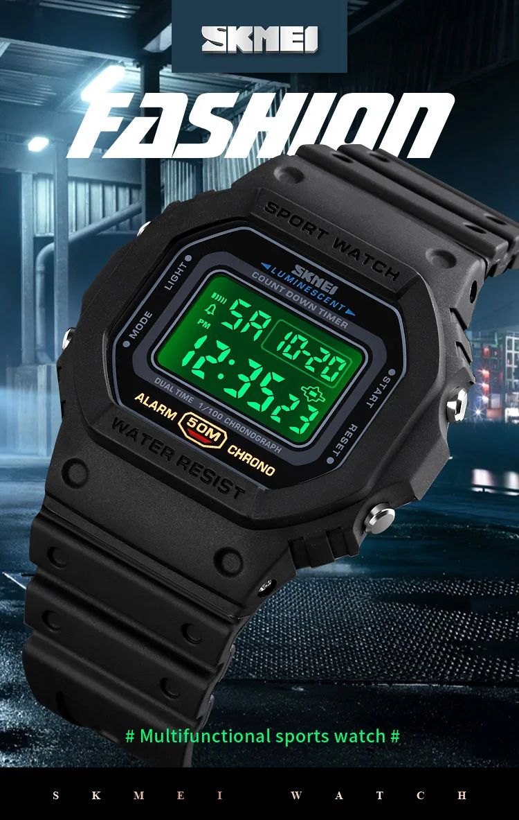 SKMEI 1628 Luxury Digital Men Watches Sports Waterproof Electronic Mens Wristwatches Military Back Light Clock 1988 Reloj Hombre