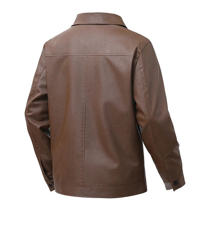 Men's New Leather Jacket Mens Top Windproof Casual Jacket Spring and Autumn Slim Fit Lapel Casual Jacket Bomber Coat