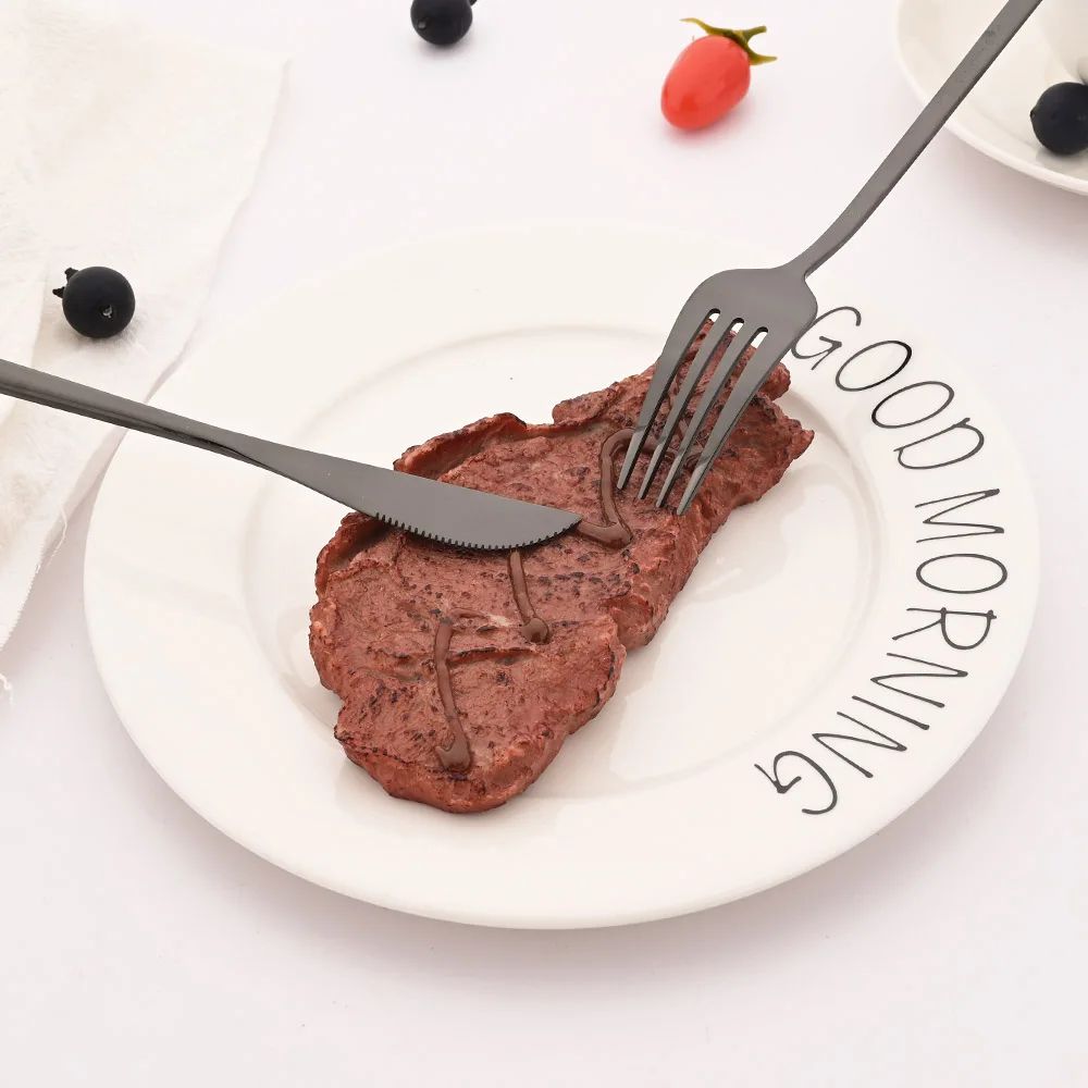 4Pcs Black Gold Dinnerware Tableware Set Mirror Stainless Steel Cutlery Kitchen Knife Fork Spoon Restaurant Wedding Flatware Set