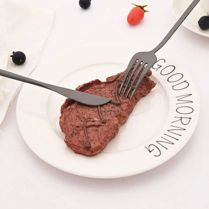 4Pcs Black Gold Dinnerware Tableware Set Mirror Stainless Steel Cutlery Kitchen Knife Fork Spoon Restaurant Wedding Flatware Set