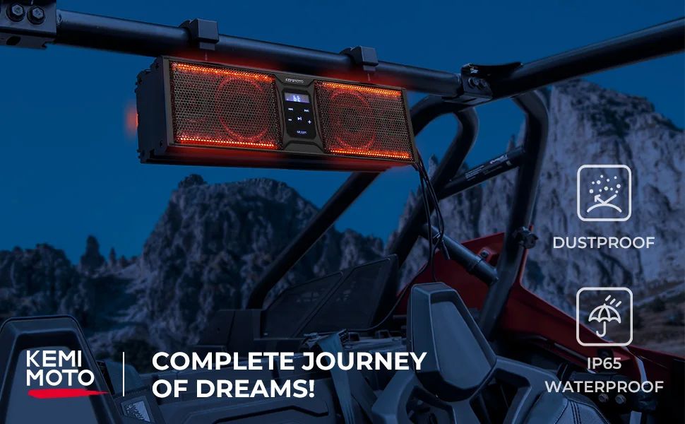UTV 16in Speaker Metal Sound Bar IP65 Waterproof Golf Cart Sound Bar ATV Speaker Bluetooth with RGB Fits 1.25 in - 2 in Roll Bar