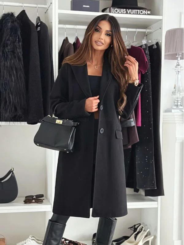 Hot Sale Of The Season Autumn Winter Simple Long Sleeve Solid Color Single Button Woolen Coat Women's Fashionable Elegant Outerw