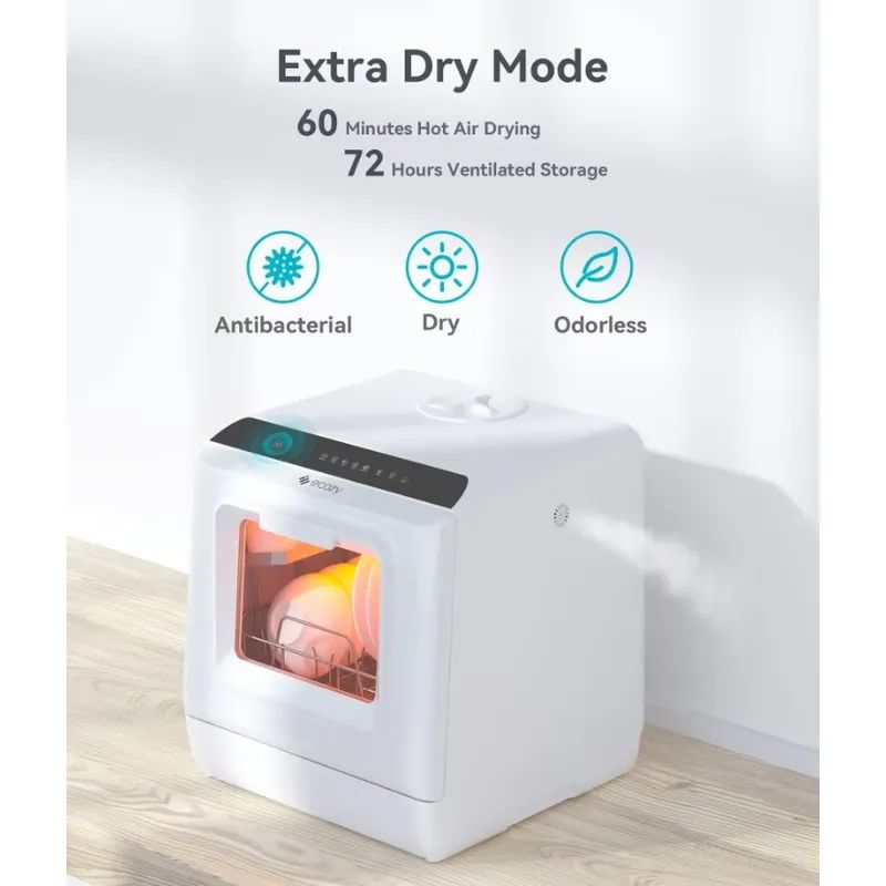 Portable Countertop Mini Dishwasher with 5L Water Tank 6 Washing Programs Air Drying Function