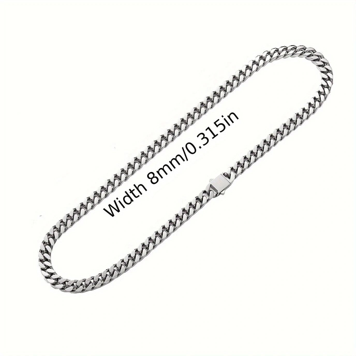Pulseira Acessório Masculina de Aço Inoxidável 316 Banhada a Ouro 18k, Corrente Cubana Criptografada de 8, 10, 12mm, Estilo Miami Rap Hip Hop