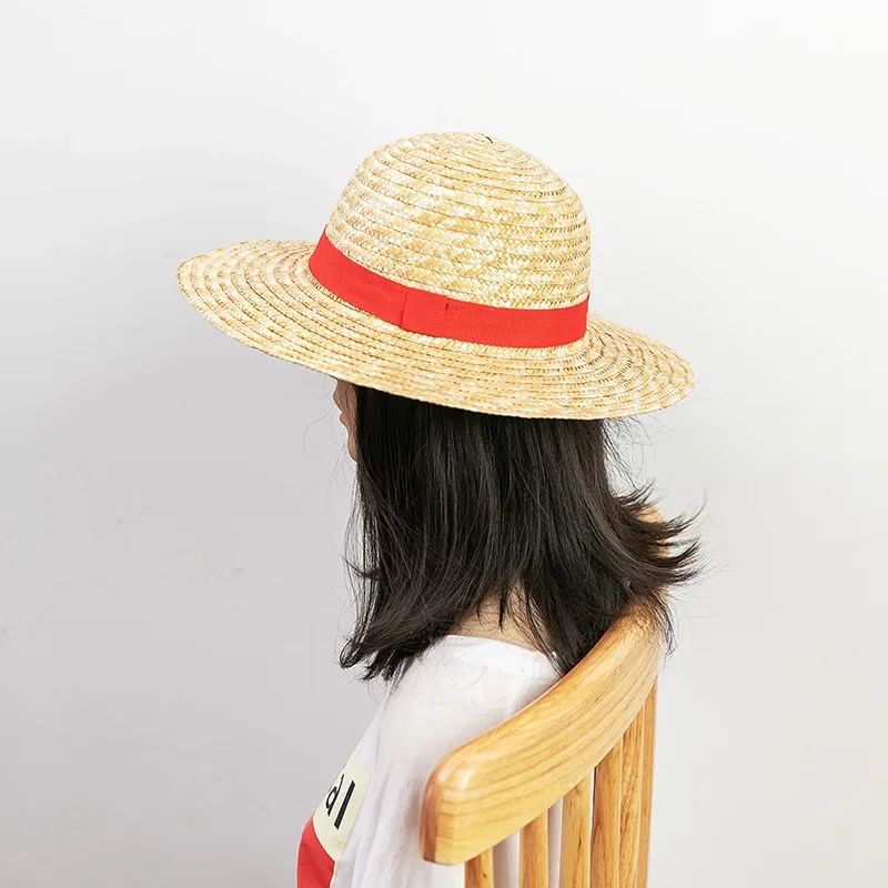 Chapéu de Sol Chapéu Luffy para Mulheres e Homens, Acessório de Cosplay de Desenho Animado One Piece, Chapéu de Palha Luffy, Chapéu para Pais e Filhos