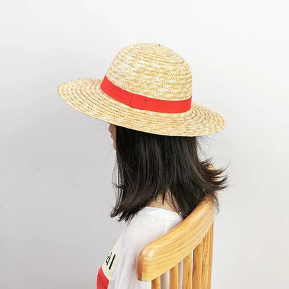 Chapéu de Sol Chapéu Luffy para Mulheres e Homens, Acessório de Cosplay de Desenho Animado One Piece, Chapéu de Palha Luffy, Chapéu para Pais e Filhos