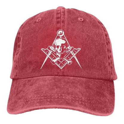 Masonic Skull Crossed Bones Master Mason Shriner Scottish Rite F A M Washed Denim Baseball Cap Trucker Hats Headwear